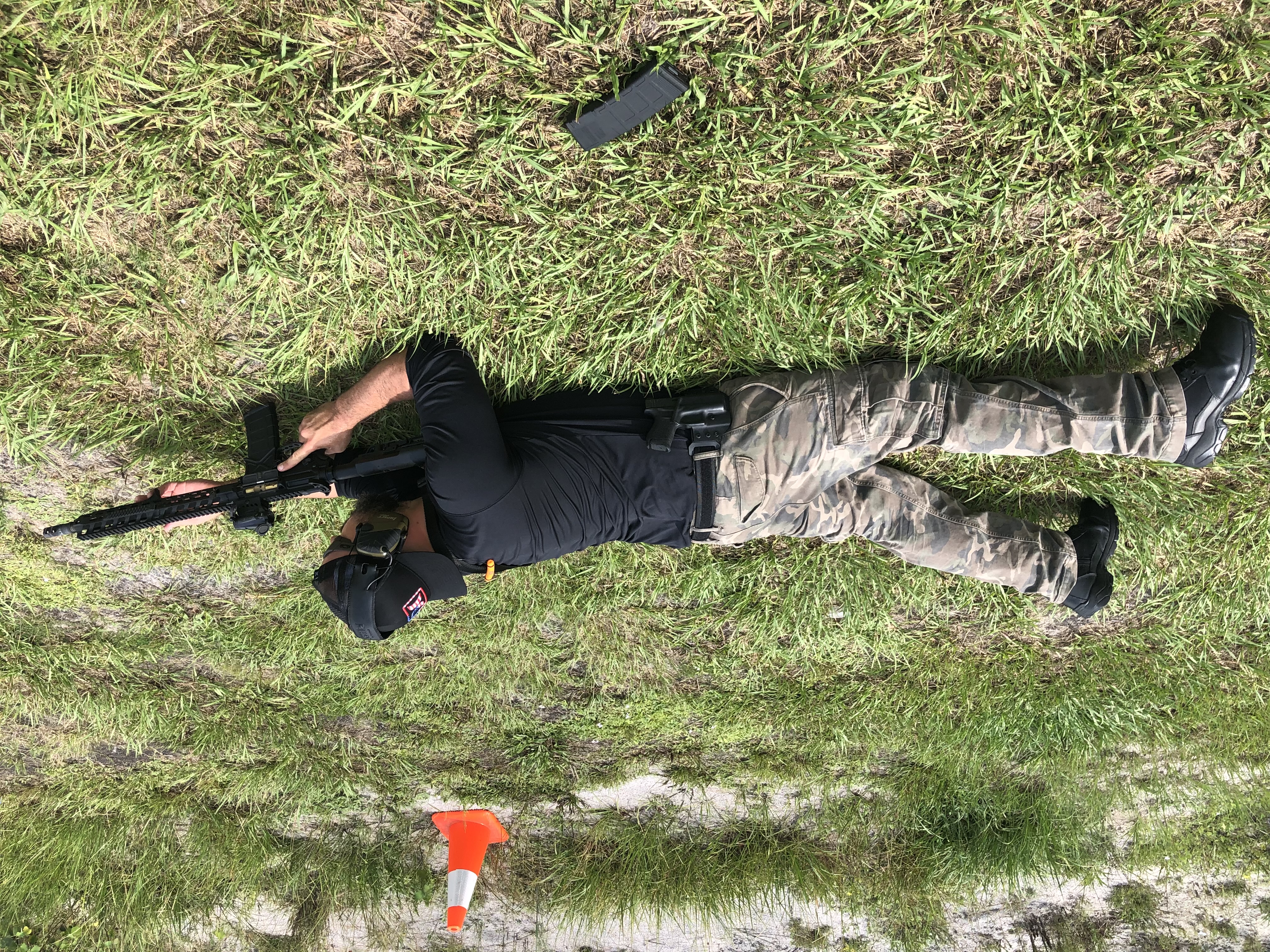 Prone carbine shooting drill
